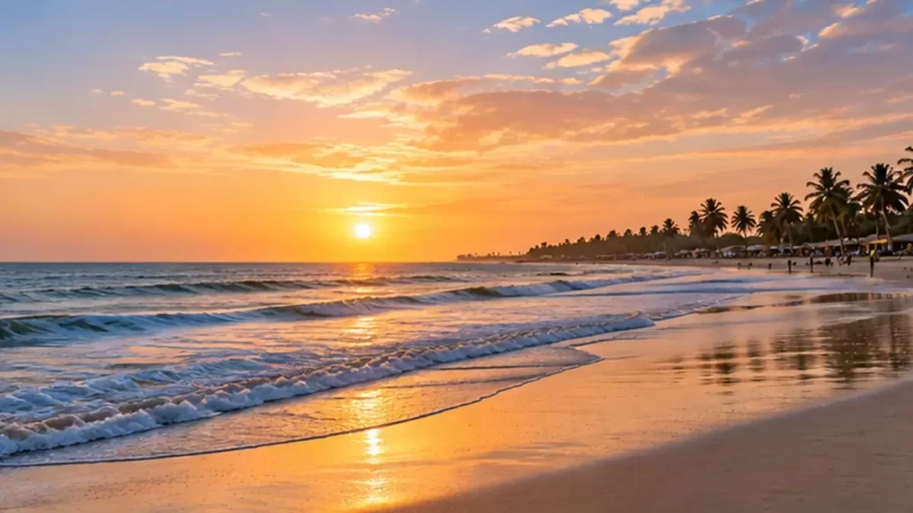 De kust van Gambia aan de Atlantische Oceaan